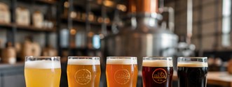 Illustrative craft brewery tasting photograph
